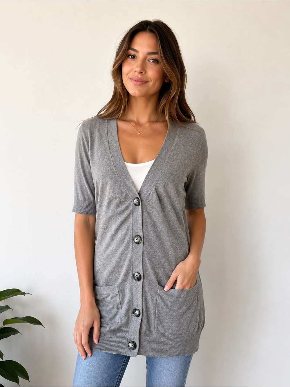 Ann Taylor Grey Knit Cardigan